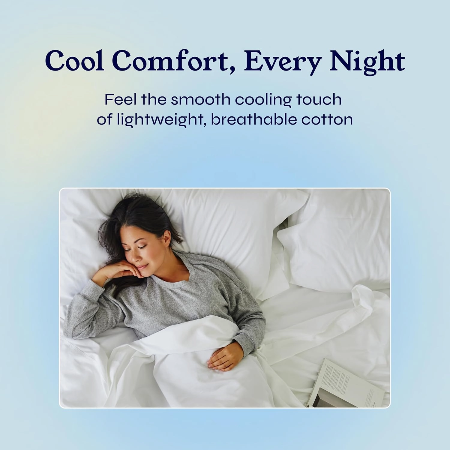 California Design Den Natural 100% Cotton Cooling Sheets for Queen Size Bed - Soft 400 Thread Count Sateen, Deep Pockets with All Around Elastic for a Snug Fit, Durable Bedding - Indigo Dusty Blue