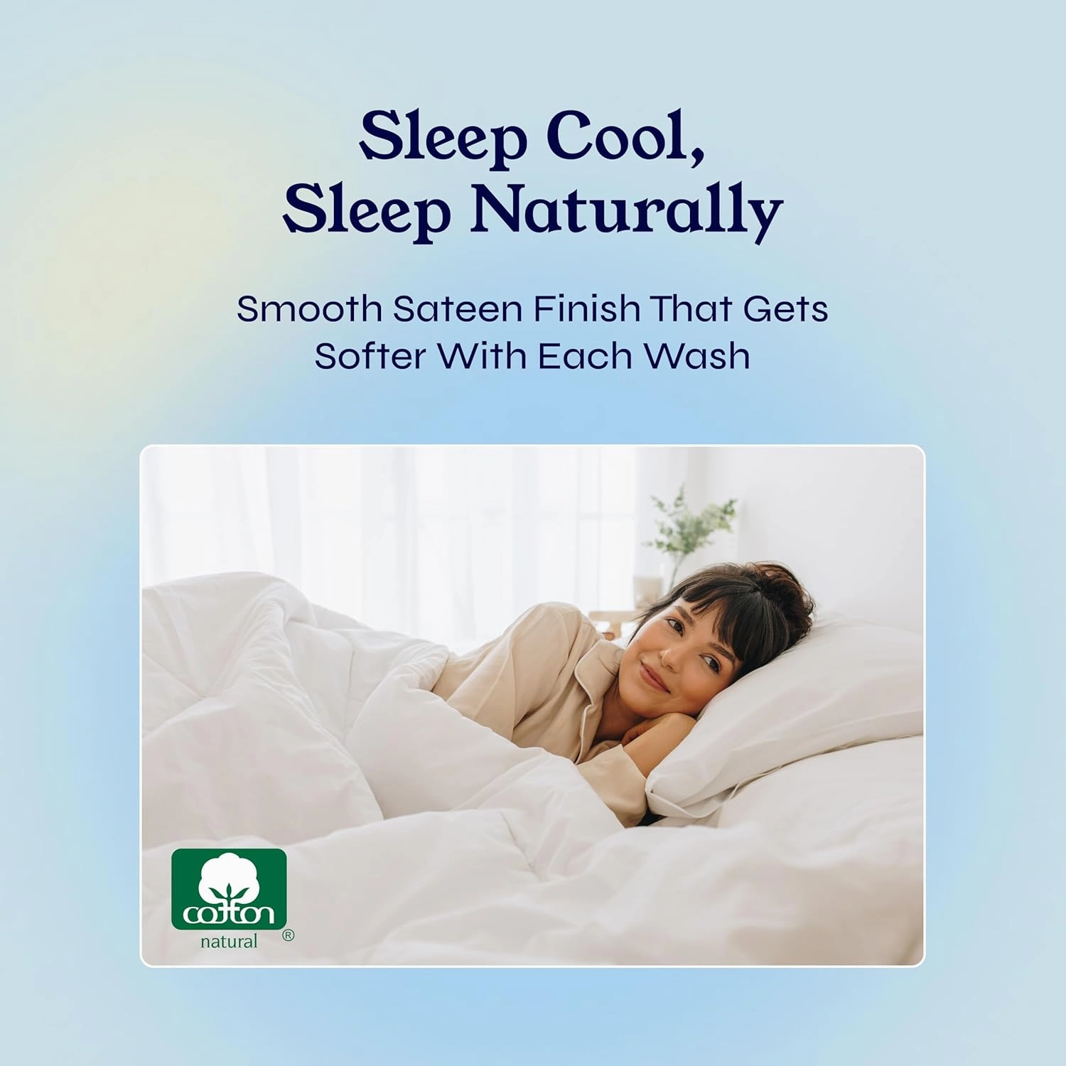 California Design Den Natural 100% Cotton Cooling Sheets for Queen Size Bed - Soft 400 Thread Count Sateen, Deep Pockets with All Around Elastic for a Snug Fit, Durable Bedding - Indigo Dusty Blue