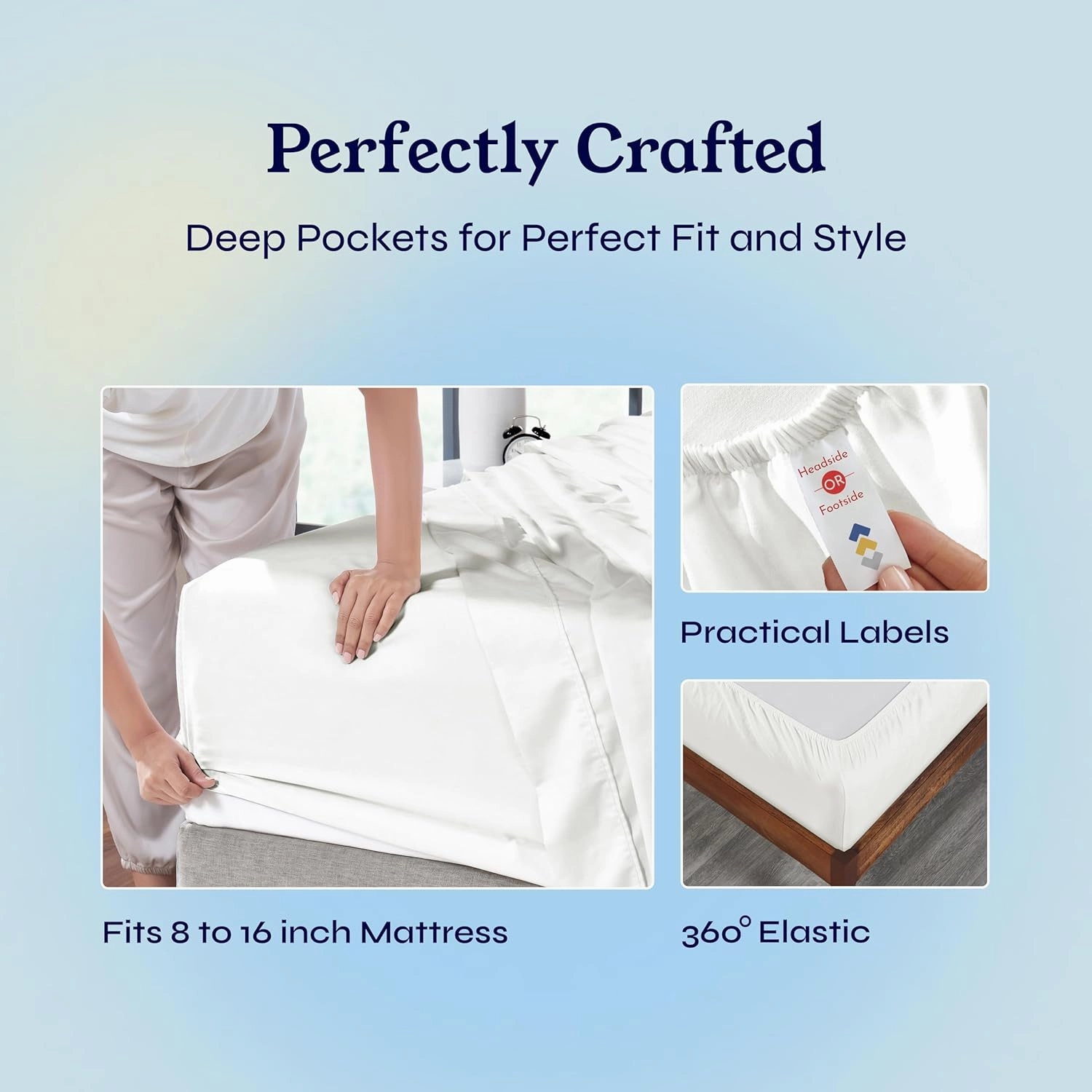 California Design Den Natural 100% Cotton Sheets for Queen Size Bed - Soft 400 Thread Count Sateen, Cooling Sheets,Deep Pockets with All Around Elastic for a Snug Fit, Durable Bedding Set - Ivory