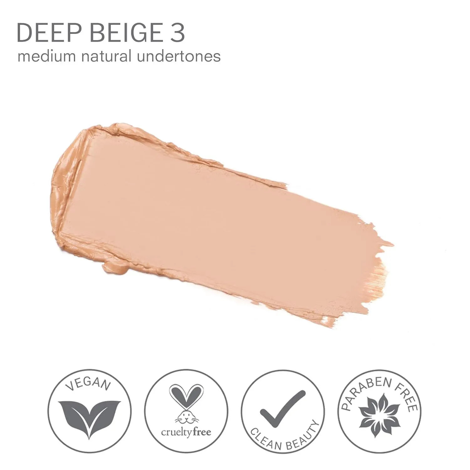 Camera Stick Foundation by True   Luscious - Full Coverage Cream Foundation - Non-Comedogenic & Hydrating Formula - Vegan, Paraben Free, & Cruelty Free - 0.49 oz (Shade 3: Deep Beige)