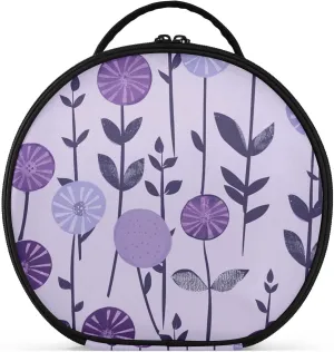 Candy Floral Design Violet Lilac Cosmetic Bags with Compartments & Handle stylish Cosmetic Travel Bags For Women with adjustable dividers 11 IN