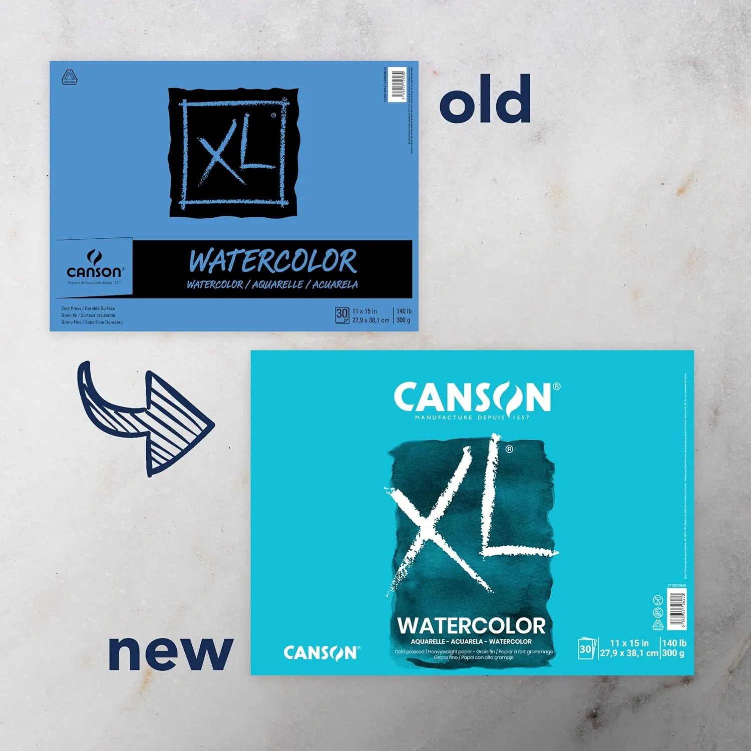 Canson XL Series Watercolor Pad, Heavyweight White Paper, Foldover Binding, 30 Sheets, 11x15 inch