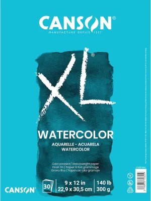 Canson XL Series Watercolor Pad, Heavyweight White Paper, Side Wire Binding, 30 Sheets, 9x12 inch