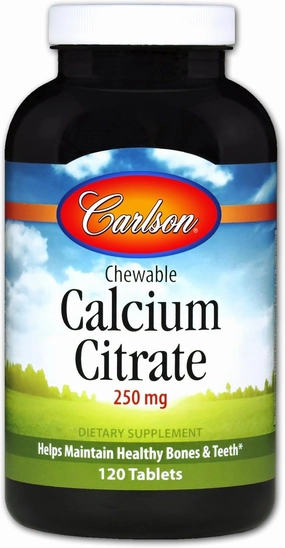 Carlson Chewable Calcium Citrate 250 mg, Vanilla, 120 Tablets