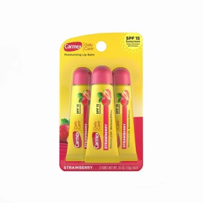 Carmex Strawberry Moisturizing Lip Balm Tubes With SPF 15 - 10 gm (3pcs)
