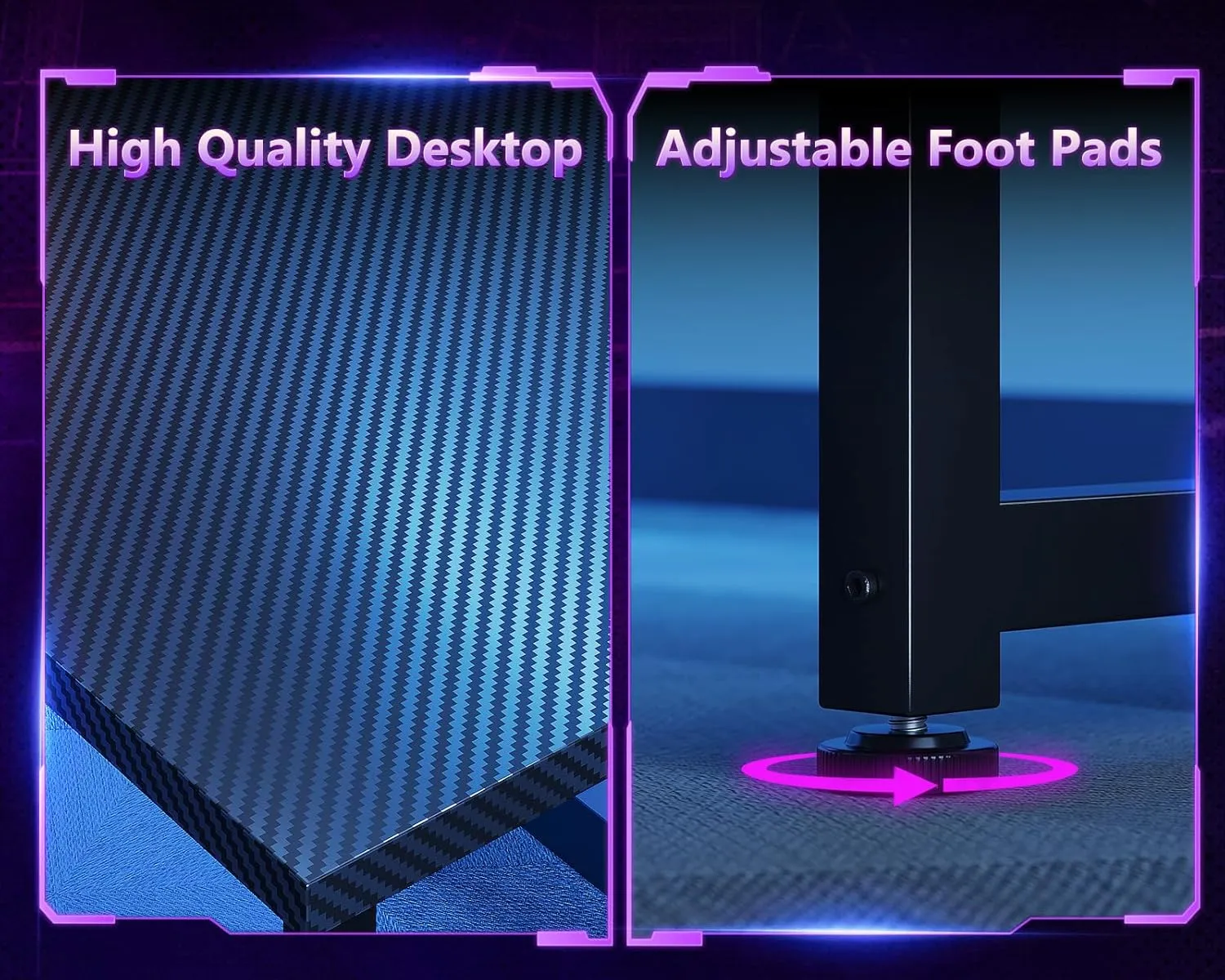 Casaottima L Shaped Gaming Desk, Corner Desk Gaming Table for Home Office, Computer Desk Sturdy Writing Workstation for Small Space, Easy to Assemble, 51 inch, Carbon Fiber Surface, Dark Black