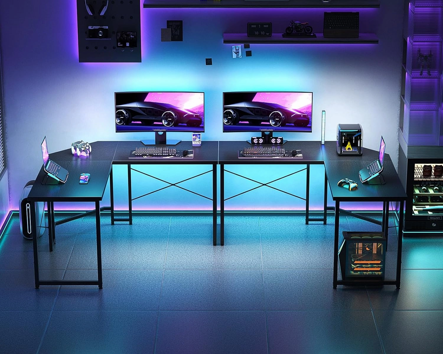 Casaottima L Shaped Gaming Desk, Corner Desk Gaming Table for Home Office, Computer Desk Sturdy Writing Workstation for Small Space, Easy to Assemble, 51 inch, Black