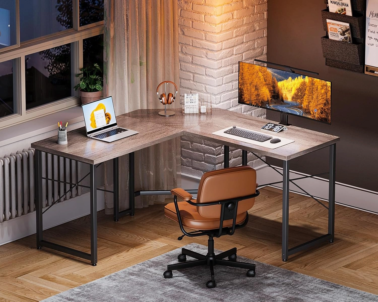 Casaottima L Shaped Gaming Desk, Corner Desk Gaming Table for Home Office, Computer Desk Sturdy Writing Workstation for Small Space, Easy to Assemble, 51 inch, Grey Oak