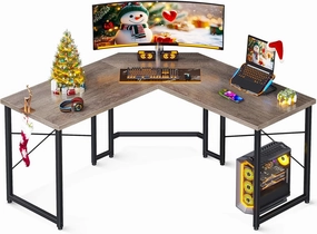 Casaottima L Shaped Gaming Desk, Corner Desk Gaming Table for Home Office, Computer Desk Sturdy Writing Workstation for Small Space, Easy to Assemble, 51 inch, Grey Oak