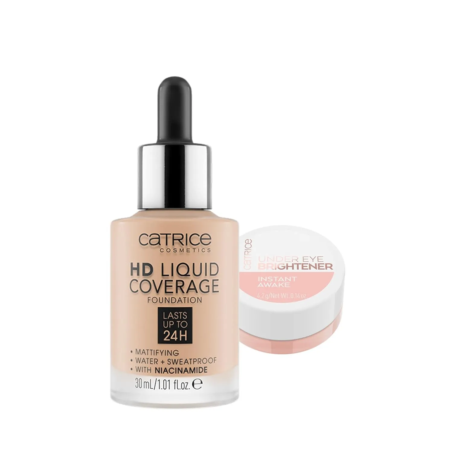 Catrice | HD Liquid Coverage Foundation 30 & Under Eye Brightener 10 Light Rose | Full Coverage Makeup | Vegan & Cruelty Free