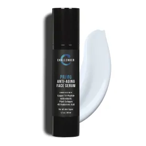 Challenger Primo Anti-Aging Face Serum Skin Care | Reduce Age Spots, Deep Wrinkles | Clean Dispensing Airless Pump | Premium Copper Tri-Peptide Formula w/ 4D Hyaluronic Acid | 1.7oz