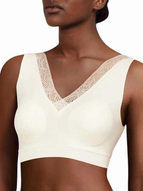 Chantelle SoftStretch Wire Free Bra Stretch Lace Seamless Underwear Lingerie Ivory