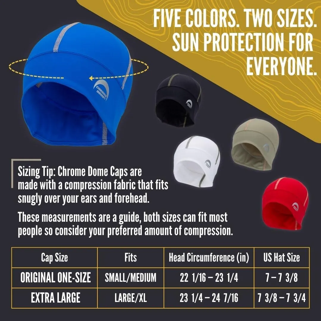 CHROME DOME UPF 50  Cooling Skull Cap–78% Recycled–Lightweight Premium Fit–Running–Cycling–Skiing–Certified Sun Protection