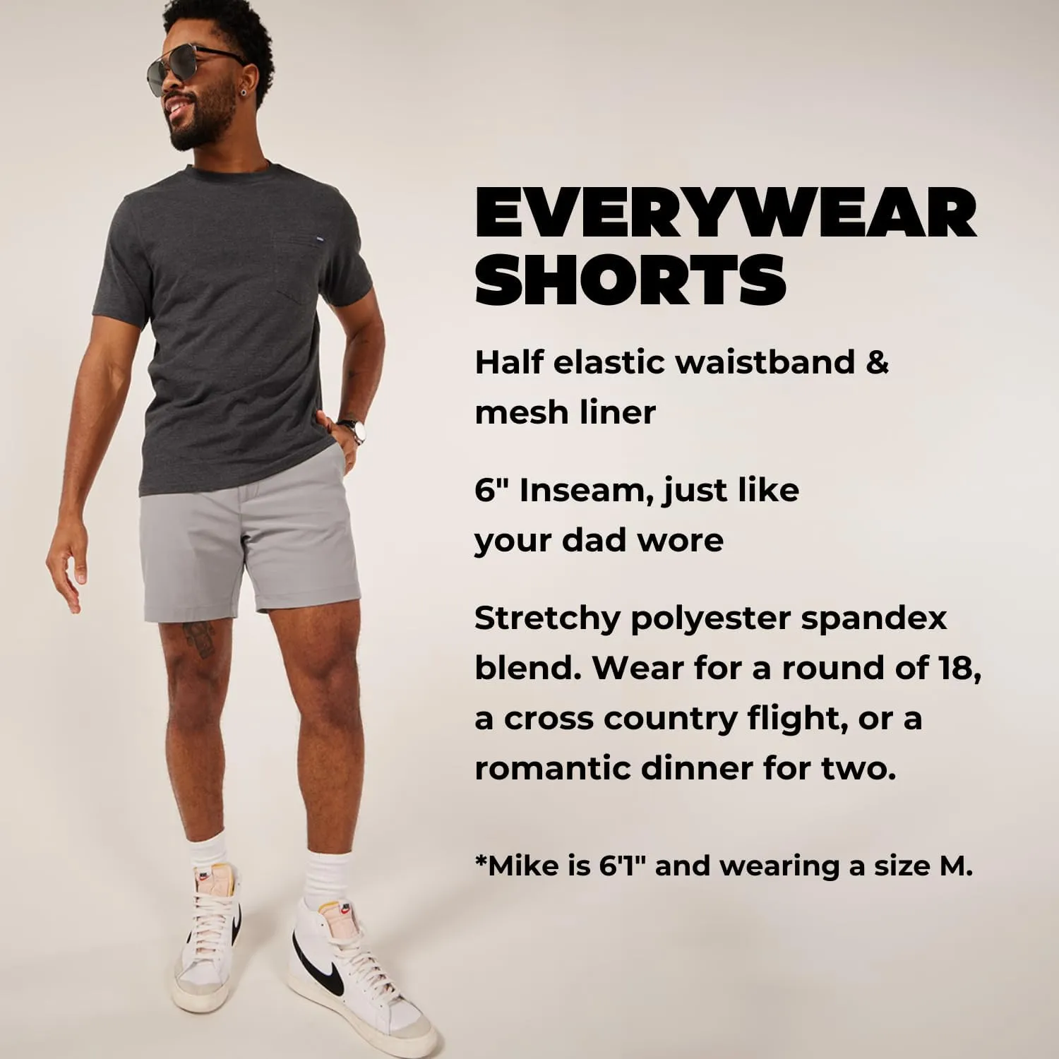Chubbies Everywear Men’s Shorts – Mens Shorts Casual 6in Inseam, Elastic Waist, Water-Resistant, Zipper Pocket