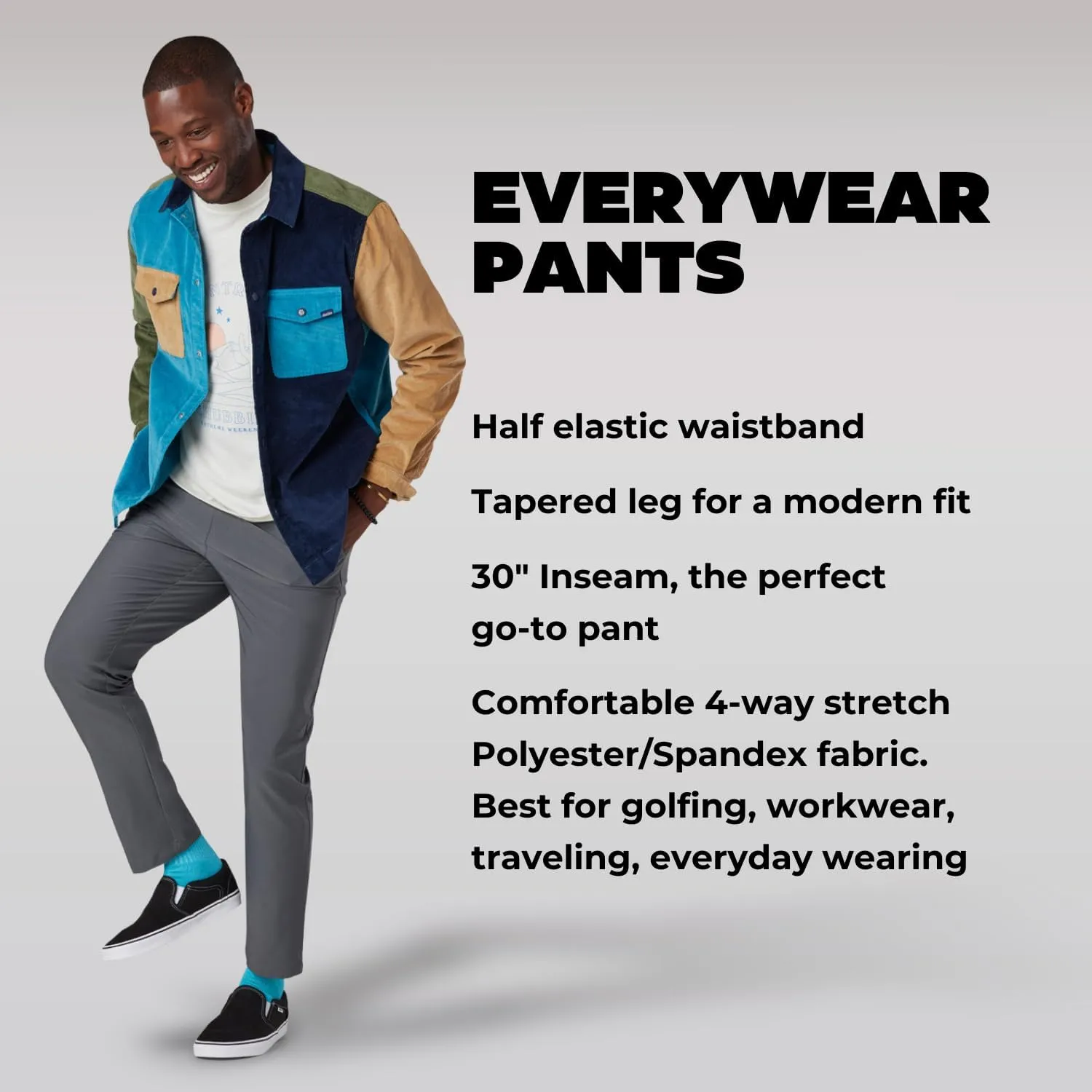 Chubbies Everywear Pants – Men’s Chino Pants with 4-Way Stretch, Tapered Leg Fit, Wrinkle-Resistant Stretch Pants, 30” Inseam