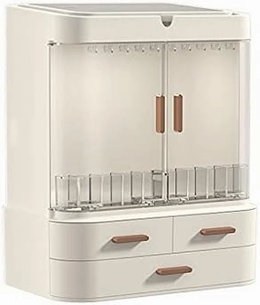 CLoxks makeup organizer Light Luxury Cosmetic Storage Box LED Makeup Mirror Integrated Dressing Table Bathroom Facial Mask Perfume Desktop Shelf cosmetics storage box