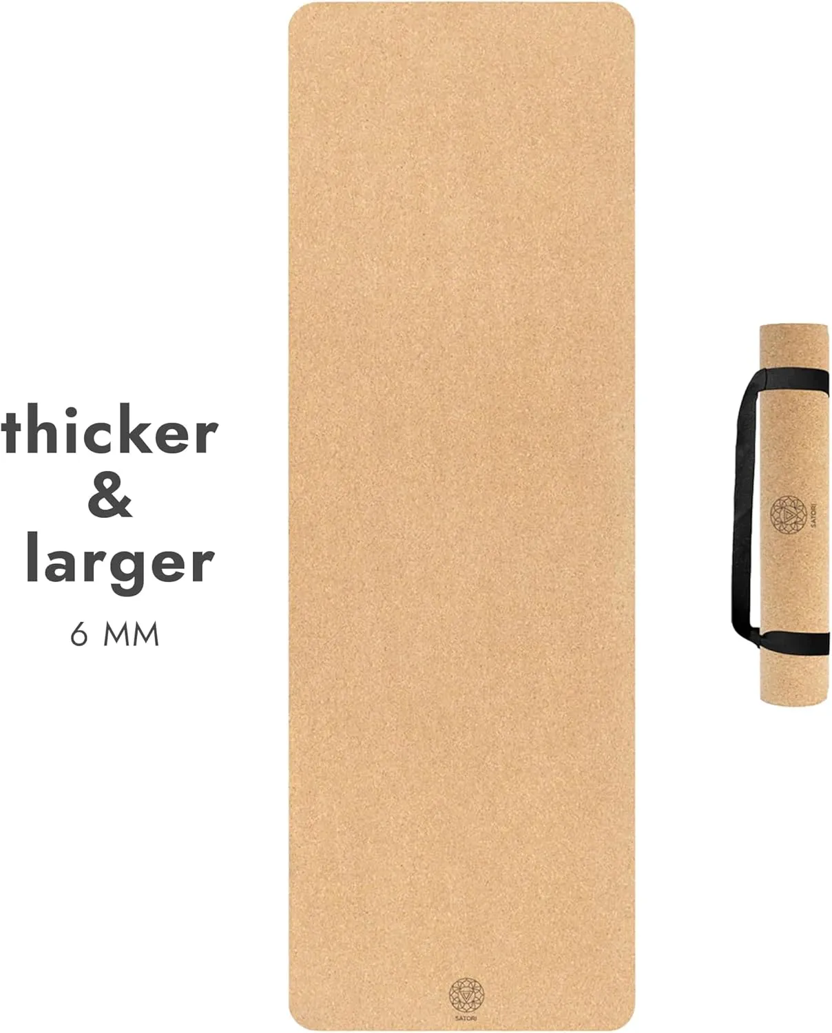 Cork Yoga Mat with Natural Rubber Base, Extra Size, Thickness and Support, Excellent Cushion & Grip, Non-Slip, Non-Toxic, Sweat-Resistant, Sustainable, Eco-friendly Excercise Mat