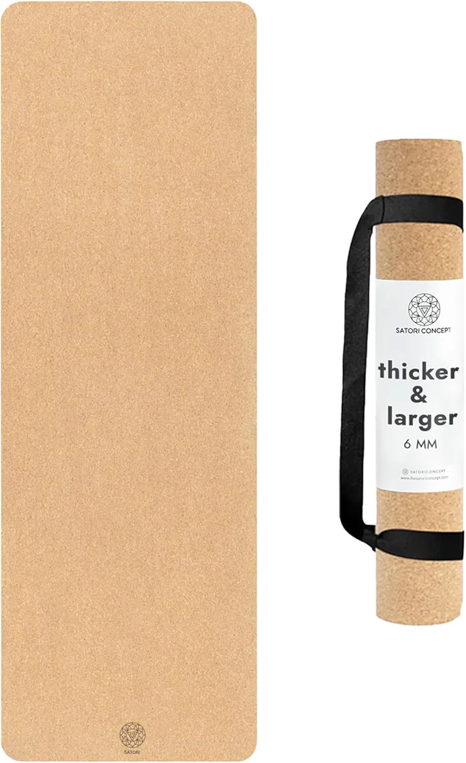 Cork Yoga Mat with Natural Rubber Base, Extra Size, Thickness and Support, Excellent Cushion & Grip, Non-Slip, Non-Toxic, Sweat-Resistant, Sustainable, Eco-friendly Excercise Mat