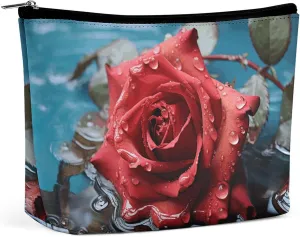 Cosmetic Bag,Red Rose in Water Printed Cosmetic Bag,wallet Cosmetic Bag,cute Cosmetic Bag,hand Held Cosmetic Bag