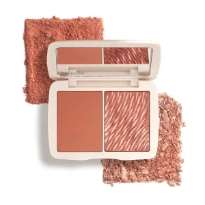 COVER FX Monochromatic Powder Blush Duo - Warm Honey: Bronzed Rose - Matte   Shimmer Finish - Create Custom, High Impact Color