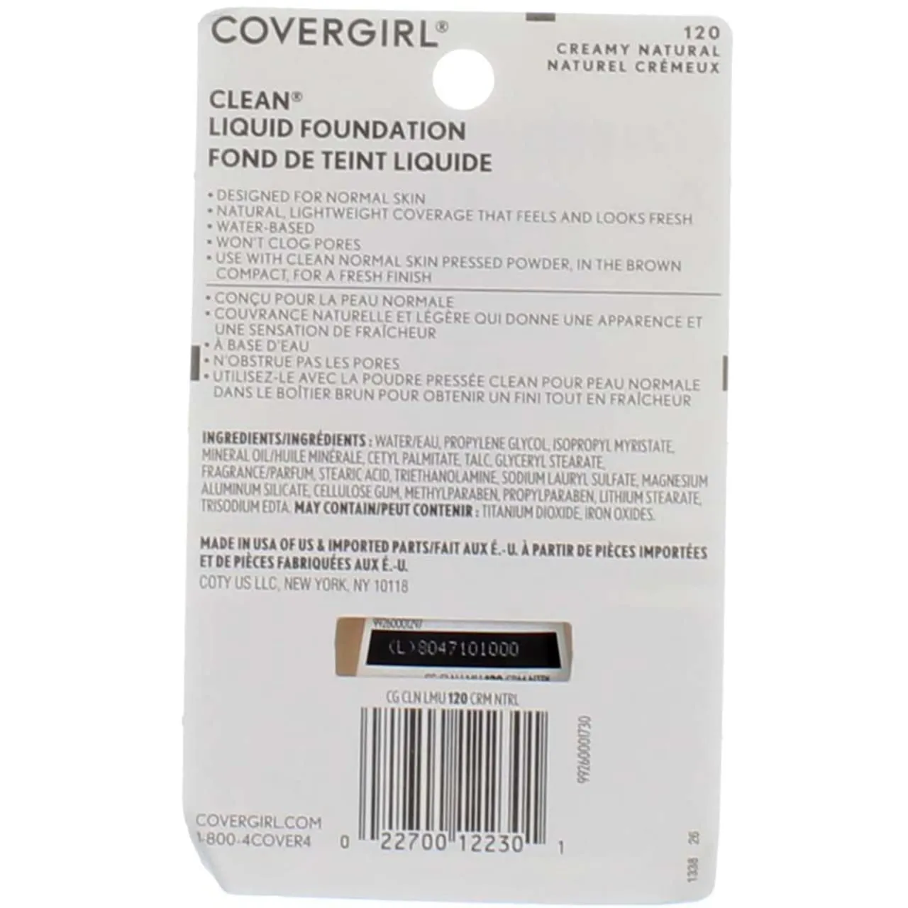 CoverGirl Clean Liquid Foundation, # 120 Creamy Natural, 1 Ounce