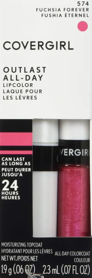 COVERGIRL Outlast All-Day Lip Color With Topcoat, Fuchsia Forever (Pack of 2)