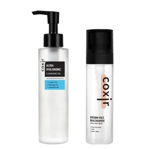 coxir ULTRA HYALURONIC CLEANSING OIL 5.07 fl.oz   BROWN RICE NIACINAMIDE PEELING MIST 2.70 fl.oz l Blackheads, Exfoliating, Pores