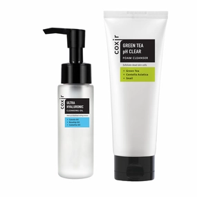 coxir ULTRA HYALURONIC CLEANSING OIL 1.69 fl.oz   GREENTEA PH CLEAR FOAM CLEANSER 5.07 fl.oz