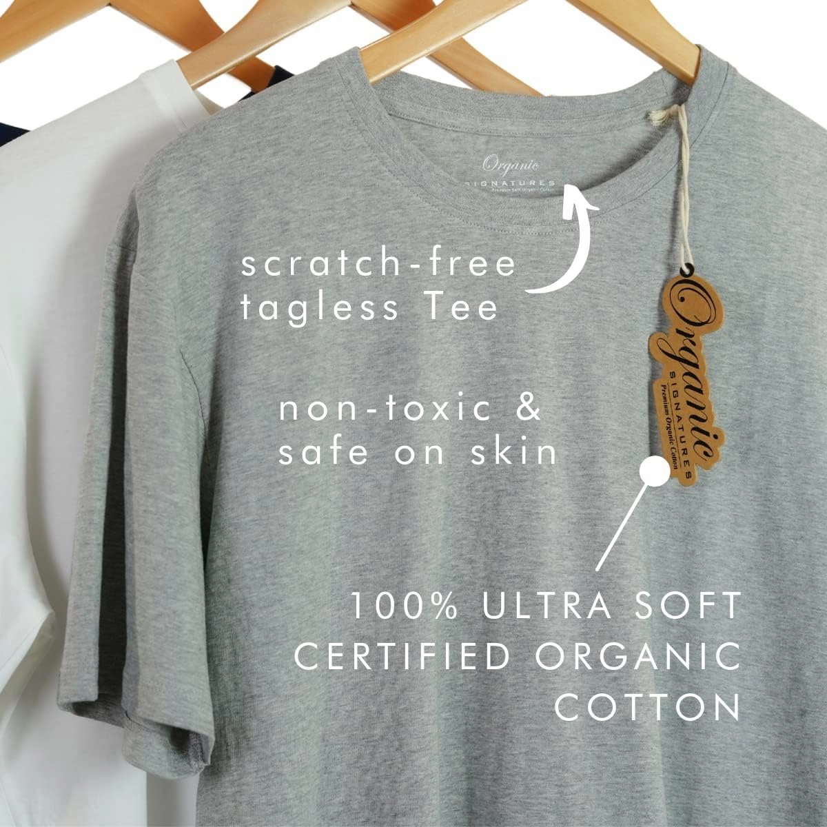 Crewneck 100% Certified Organic Cotton, Soft Shirts for Men