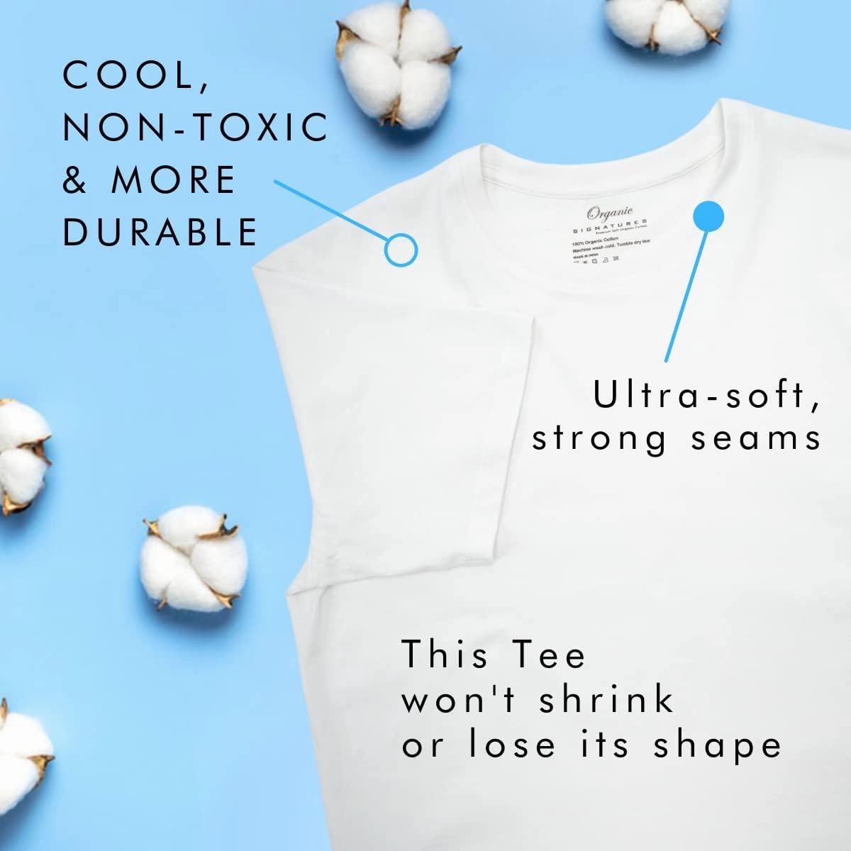 Crewneck 100% Certified Organic Cotton, Soft Shirts for Men