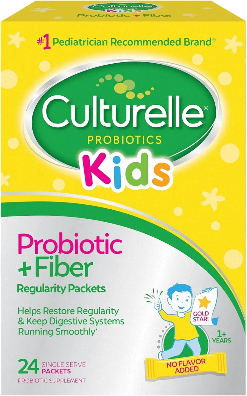 Culturelle Kids Probiotic   Fiber Packets (Ages 1 ) - 24 Count - Digestive Health & Immune Support - Helps Restore Regularity (Packaging may vary)