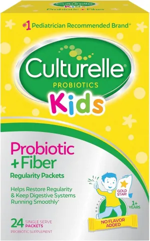 Culturelle Kids Probiotic   Fiber Packets (Ages 1 ) - 24 Count - Digestive Health & Immune Support - Helps Restore Regularity (Packaging may vary)