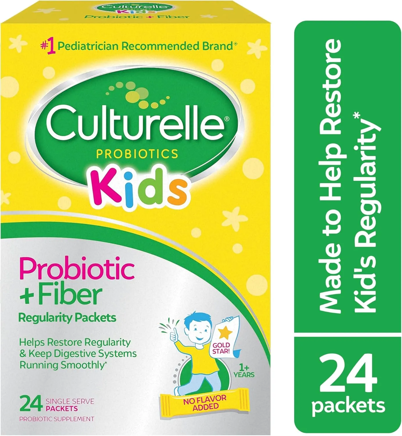 Culturelle Kids Probiotic   Fiber Packets (Ages 1 ) - 24 Count - Digestive Health & Immune Support - Helps Restore Regularity (Packaging may vary)