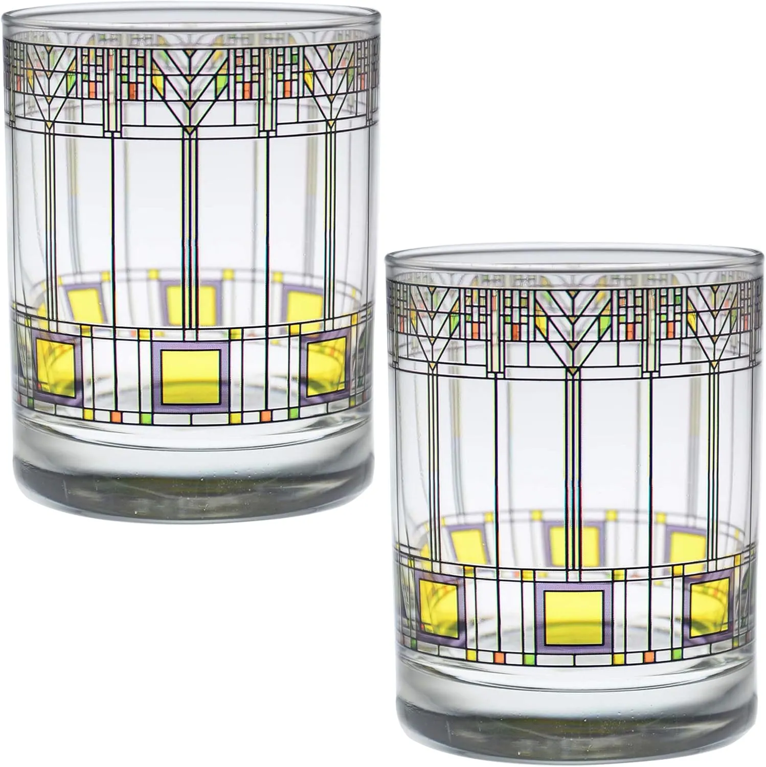 Culver Frank Lloyd Wright DOF Double Old Fashioned Glass 14-Ounce (Gift Boxed Set of 2, Tree of Life)