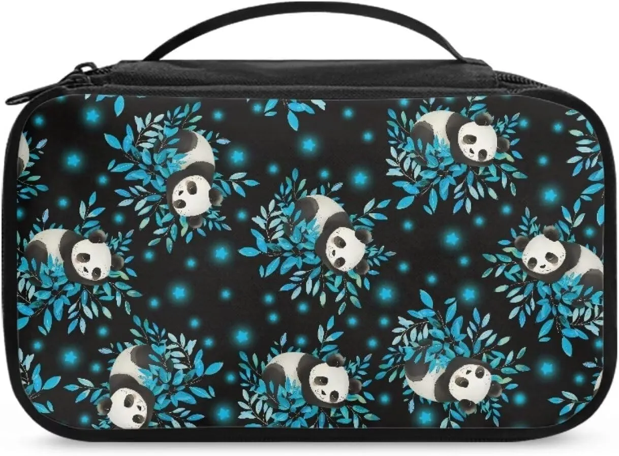 Cute Panda Makeup Bag with Brush Compartment Makeup Bag Small Cosmetic Bag for Purse Lightweight Cosmetic Train Case Zipper Pouch for Skin Care Products,Cosmetic Accessories
