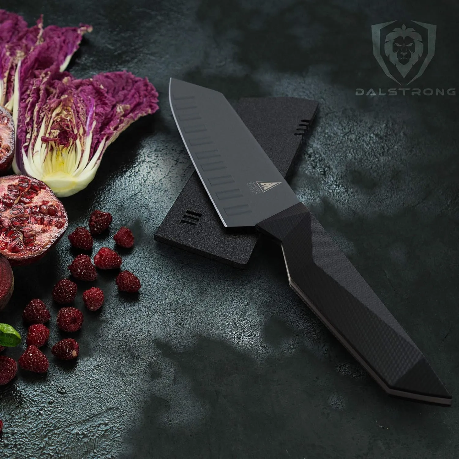 Dalstrong Santoku Knife - 7 inch - Shadow Black Series - Razor Sharp Kitchen Knife - Black Titanium Nitride Coated - High Carbon - 7CR17MOV-X Vacuum Treated Steel - Sheath - Vegetable - NSF Certified