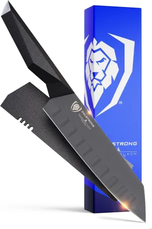 Dalstrong Santoku Knife - 7 inch - Shadow Black Series - Razor Sharp Kitchen Knife - Black Titanium Nitride Coated - High Carbon - 7CR17MOV-X Vacuum Treated Steel - Sheath - Vegetable - NSF Certified