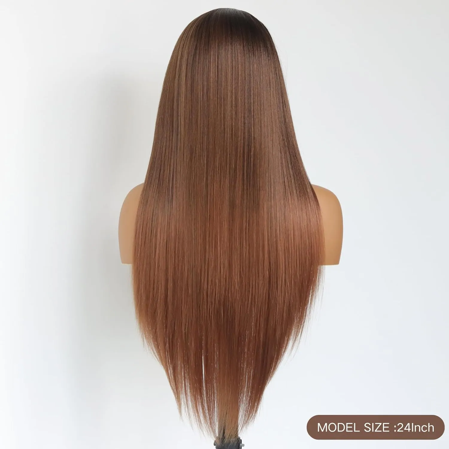 Dark Brown Synthetic Lace Front Wigs Chocolate Brown 13×4 Lace Front Wig Heat-resistant Synthetic Fibre Wig For Women (24 Inch)