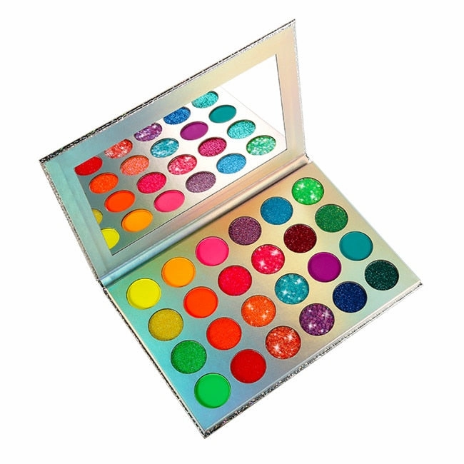 DE'LANCI Aurora Glow Eyeshadow Pallet Stage Clubbing Neon Makeup Kit in Blacklight UV Glow in Dark Fluorescent Eye Shadows Red