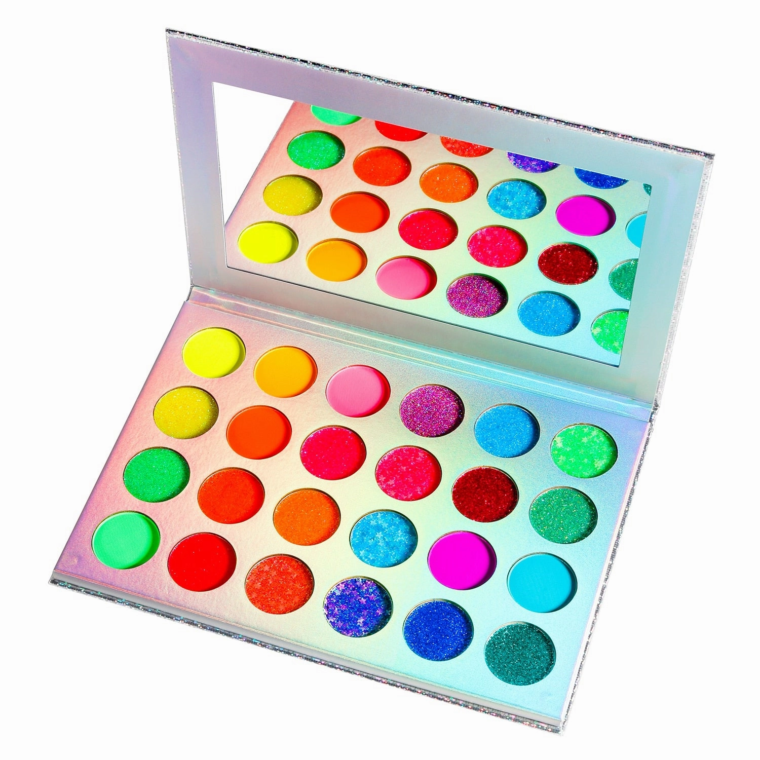 DE'LANCI Aurora Glow Eyeshadow Pallet Stage Clubbing Neon Makeup Kit in Blacklight UV Glow in Dark Fluorescent Eye Shadows Red