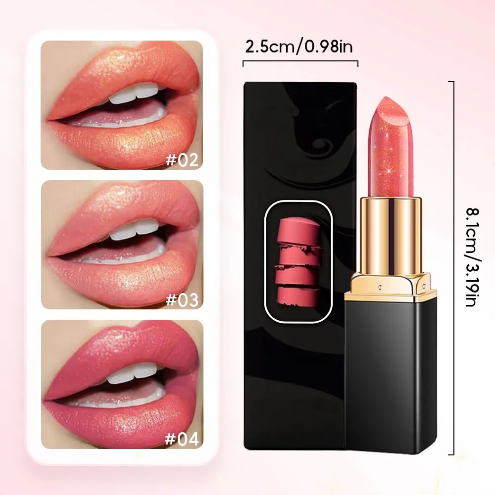 Diamond Glitter Lipstick, 2025 New Diamond Lip Gloss Waterproof Non-Stick Lip Gloss,Long-Lasting with Sparkling Finish Hydrating Lip Stains (#4 #5, One Size)