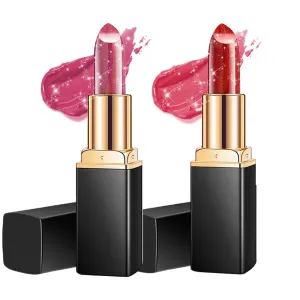 Diamond Glitter Lipstick, 2025 New Diamond Lip Gloss Waterproof Non-Stick Lip Gloss,Long-Lasting with Sparkling Finish Hydrating Lip Stains (#4 #5, One Size)