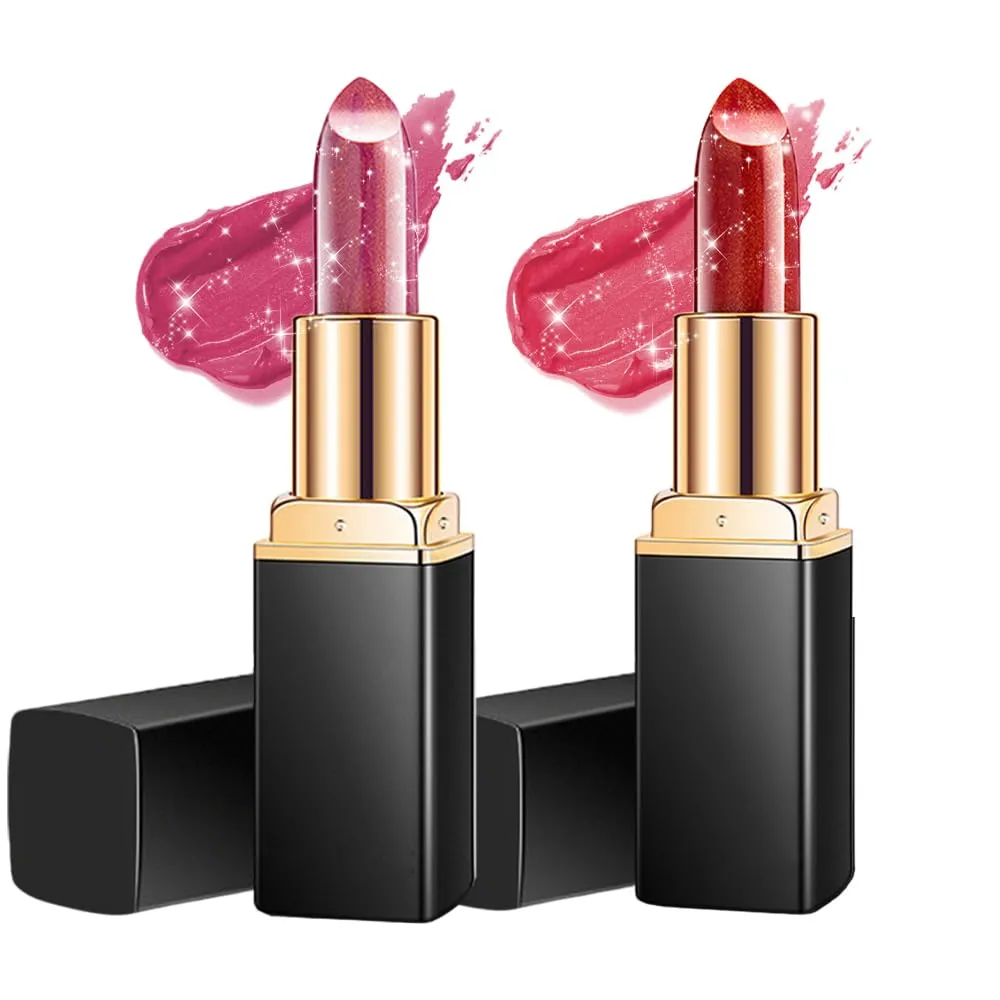 Diamond Glitter Lipstick, 2025 New Diamond Lip Gloss Waterproof Non-Stick Lip Gloss,Long-Lasting with Sparkling Finish Hydrating Lip Stains (#4 #5, One Size)