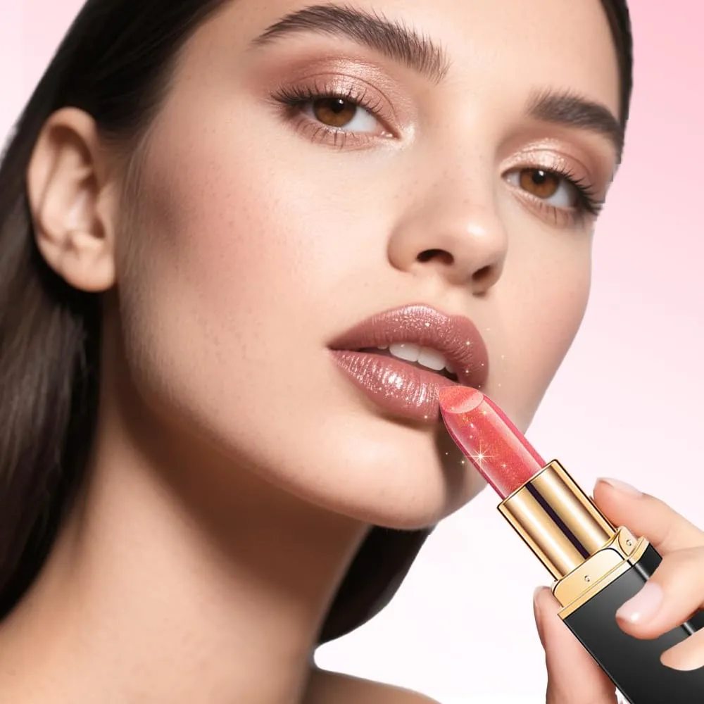 Diamond Glitter Lipstick, 2025 New Diamond Lip Gloss Waterproof Non-Stick Lip Gloss,Long-Lasting with Sparkling Finish Hydrating Lip Stains (#4 #5, One Size)