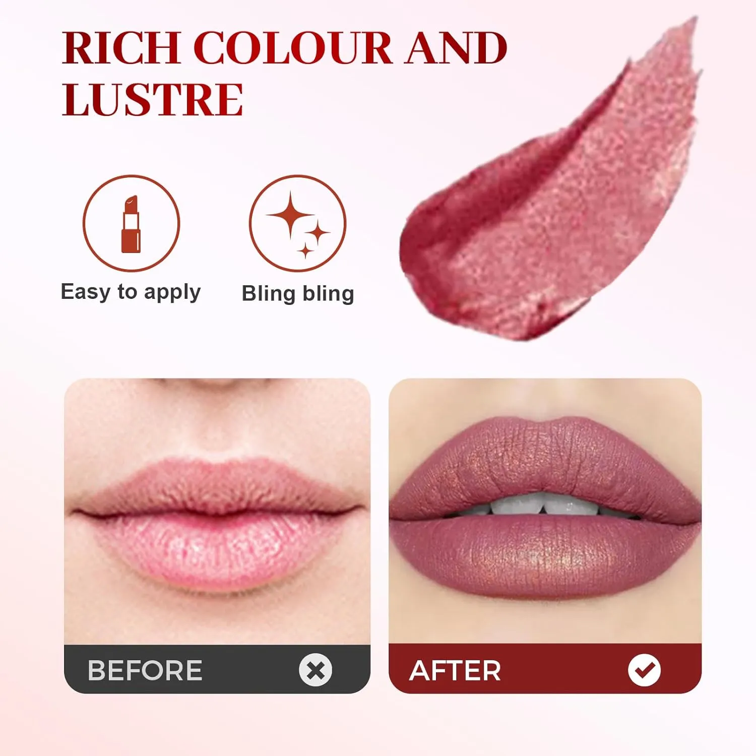 Diamond Glitter Lipstick, 2pcs Diamond Lip Gloss Glitter Lipstick Waterproof, Long-Lasting with Sparkling Finish for Party & Daily Wear (#05 #04, one size)