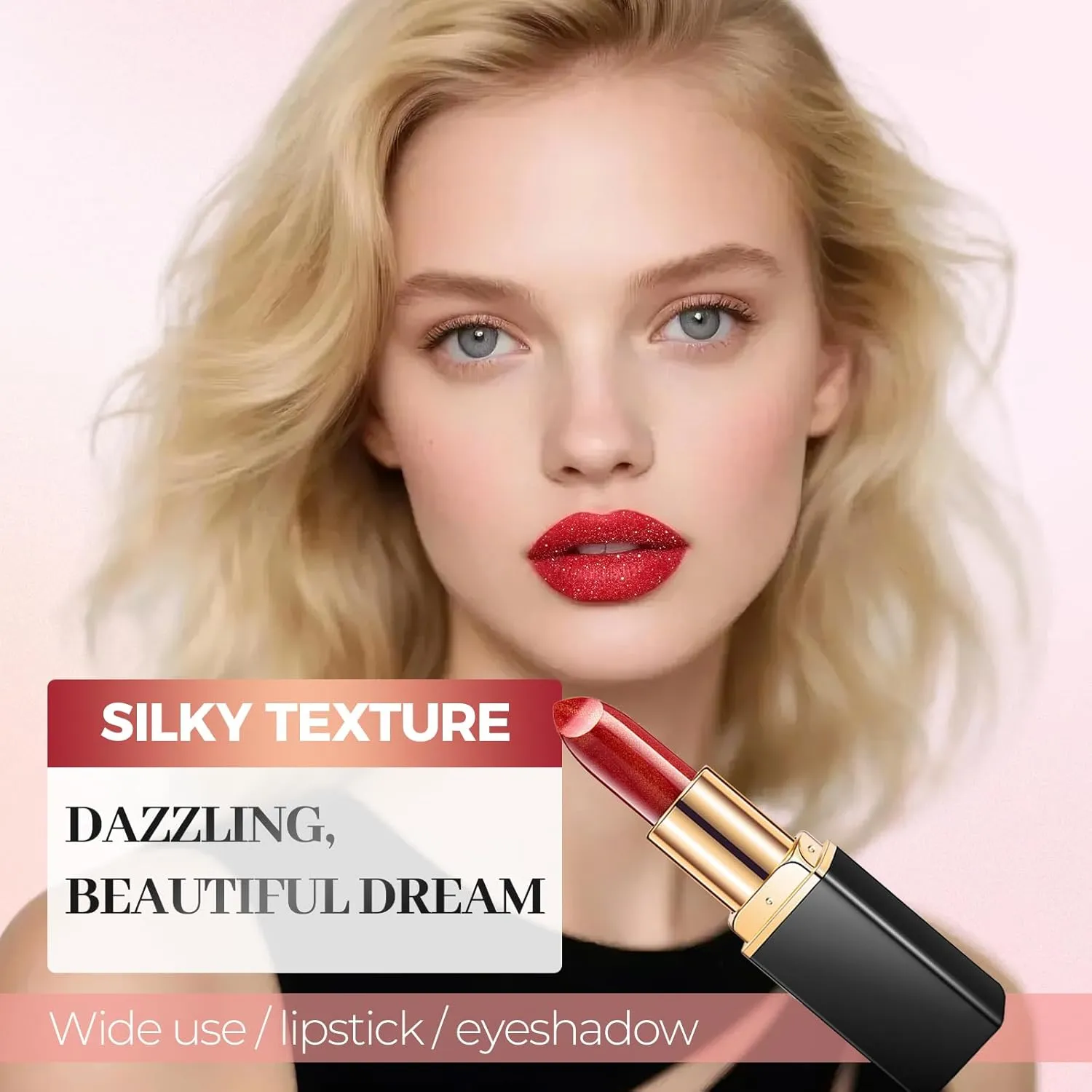 Diamond Glitter Lipstick, 2pcs Diamond Lip Gloss Glitter Lipstick Waterproof, Long-Lasting with Sparkling Finish for Party & Daily Wear (#05 #04, one size)