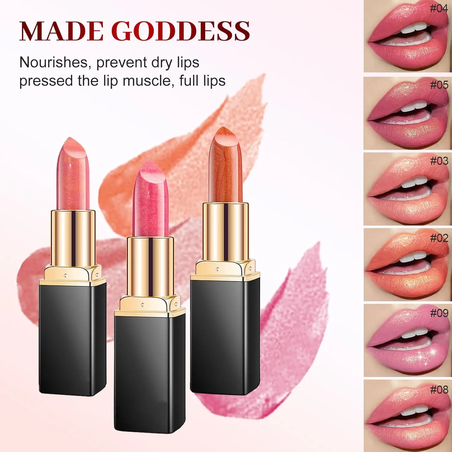 Diamond Glitter Lipstick, 2pcs Diamond Lip Gloss Glitter Lipstick Waterproof, Long-Lasting with Sparkling Finish for Party & Daily Wear (#09 #08, one size)
