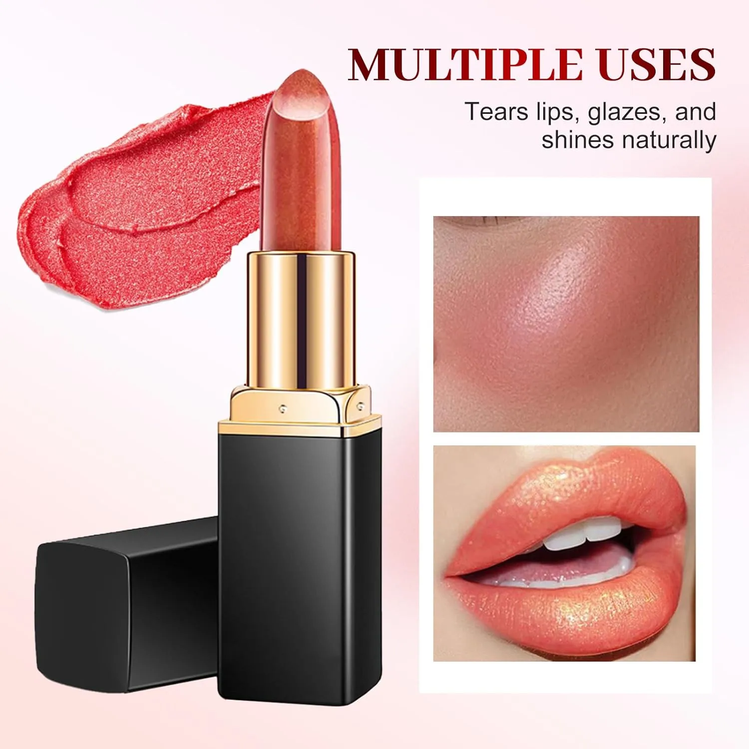 Diamond Glitter Lipstick, 2pcs Diamond Lip Gloss Glitter Lipstick Waterproof, Long-Lasting with Sparkling Finish for Party & Daily Wear (#09 #08, one size)