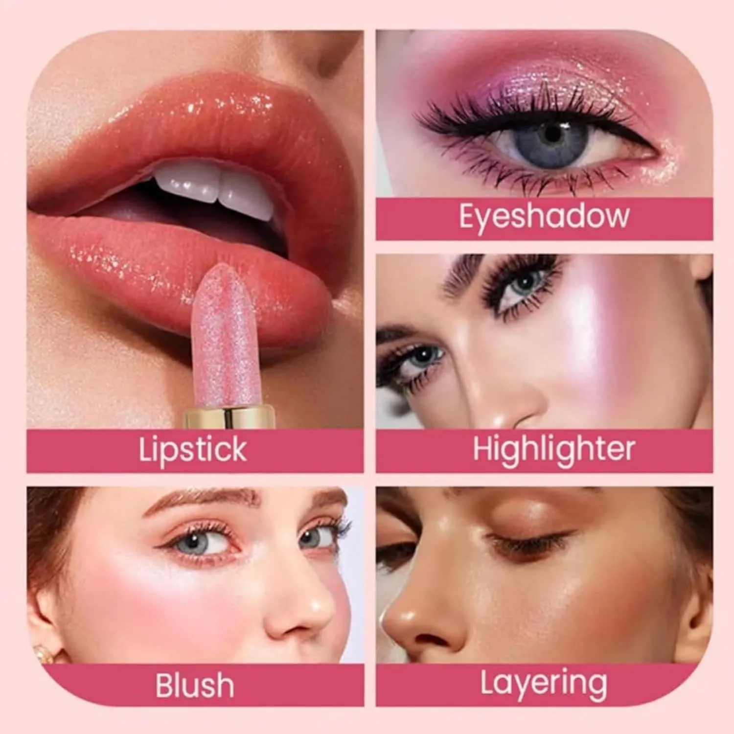 Diamond Glitter Lipstick, Diamond Lip Gloss Glitter Lipstick Waterproof Long Lasting Non-Stick Glitter Shimmer Liptint, Metallic lipsticks for Women (1 Set, 3.5G)