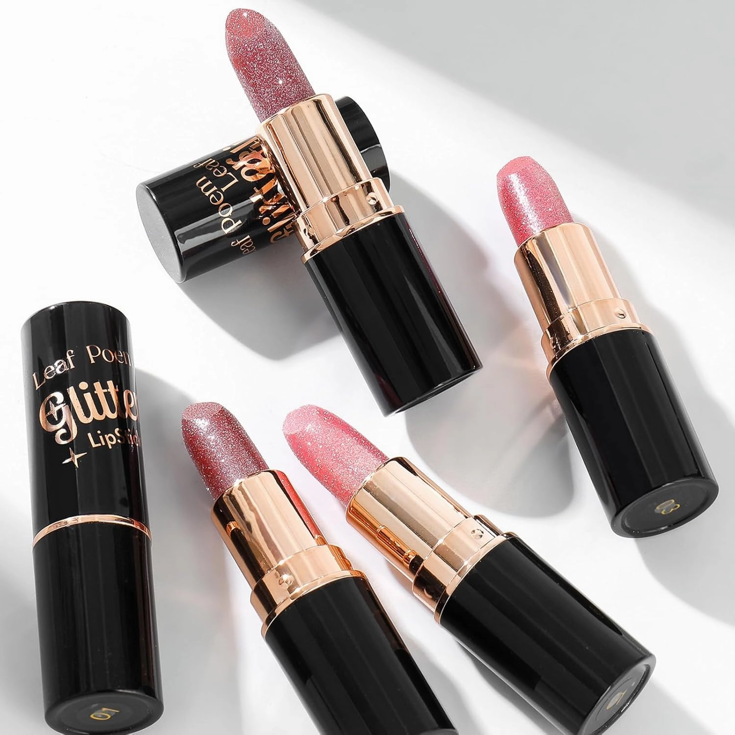 Diamond Lip Gloss Glitter Lipstick Waterproof, Metallic Lipstick for Women, Lightweight Hydrating Formula, Longlasting Waterproof Smudgeproof and Non-stick (#4, 0.2Fl Oz)